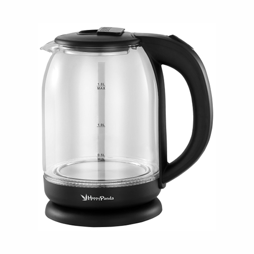 Чайник электрический HappyPanda HP-2709SPBK 1,8л 1800Вт стекло, черный, подсветка