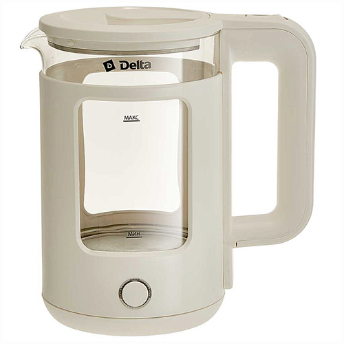 Чайник электрический DELTA DL-1112 1,5л 1500Вт, стекло, белый