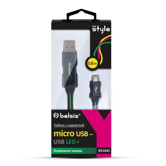 Кабель Micro USB-USB с диодной индикацией 0,8м Belsis