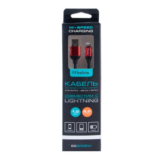 Кабель Lightning USB A 1м,черный Belsis