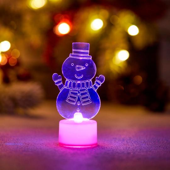 Фигура светодиодная на подставке Снеговик с шарфом 2D RGB