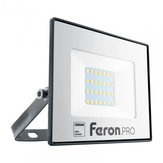 Прожектор с/д 30W, 220В, 3000Лм, 6400К, черный, LL-1000 FERON