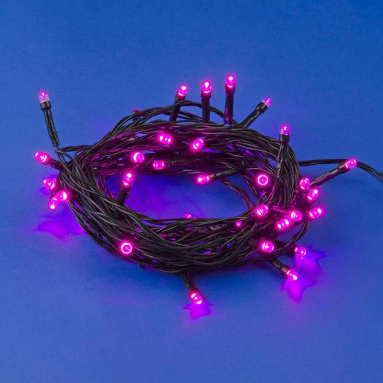Гирлянда Uniel, свет розовый, нить, c контр., 50LED, 5м. 