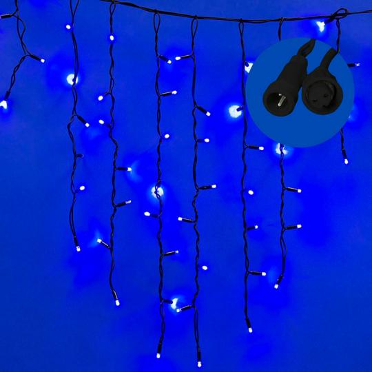Гирлянда Uniel, каучук, синий, мерцание бахрома, 3м, 200LED, провод черный IP67 ULD-B3010-200-TBK