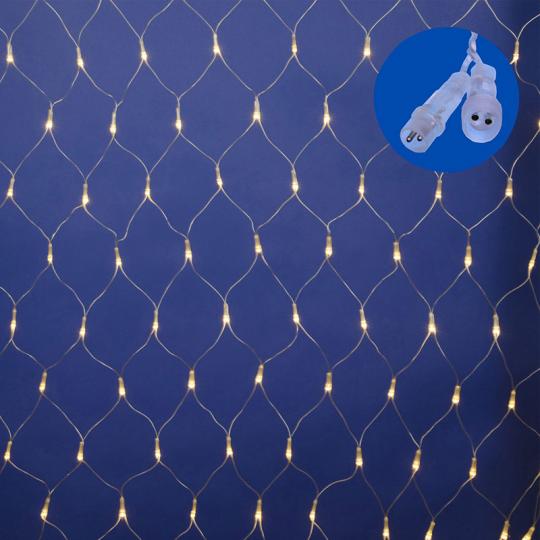 Гирлянда Uniel, свет теплый белый, сетка, мерцание, без контр., 96LED, 150x150см, пров. прозр. IP44
