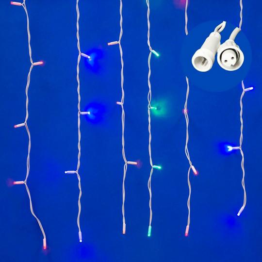 Гирлянда Uniel, каучук, свет мульти, мерцание занавес , 3*2м, 240LED, провод белый IP67