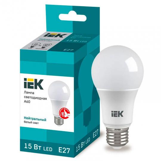 Лампа ИЭК 15Вт 4000К Е27 А60 LED